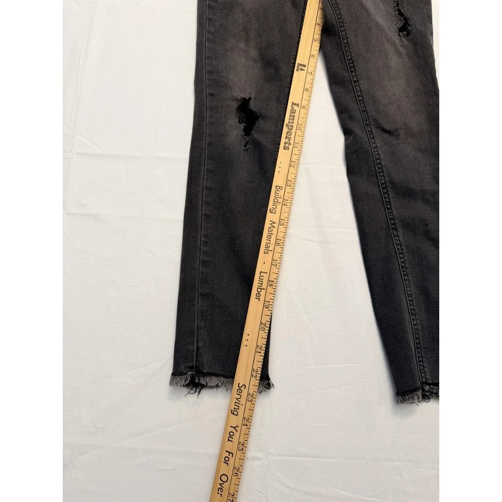 Justice‎ Jeans Girls 10 Slim Gray Skinny Distressed Button Fly Raw Hem Stretch